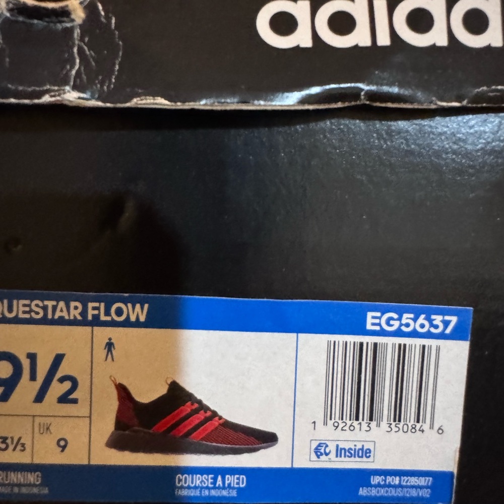 adidas Questar Flow Red and Black Athletic Shoes